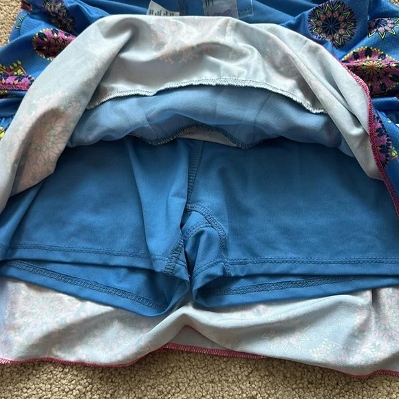 Lucky in Love Blue and Pink Patterned Skort - Picture 3 of 7